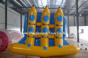 

inflatable water games flyfish banana boat,0.9mm PVC hypalon from Plato. free blower(CE/UL)