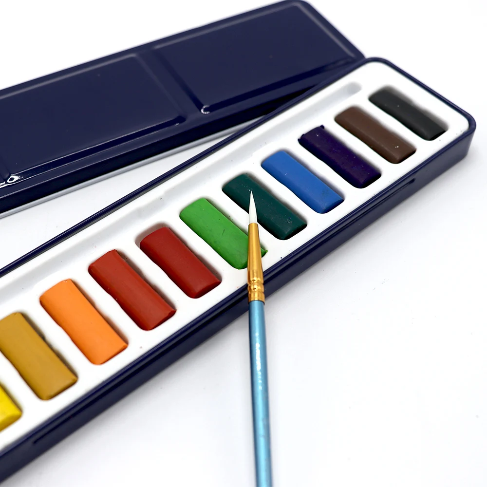 3 Styles Portable Tin Box Solid Watercolor Paints Set for Artist School