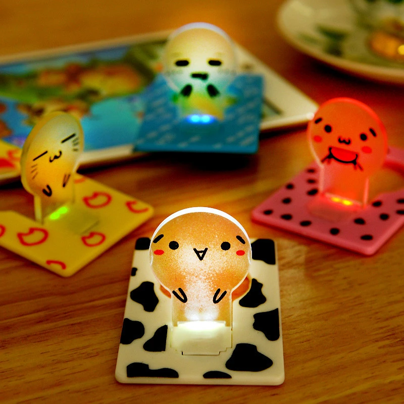 

Wallet Pocket Credit Card Size Portable LED Night Light Bulbs Cute Paper Card Flashlight Funny Face Expression for Kid Wall Lamp