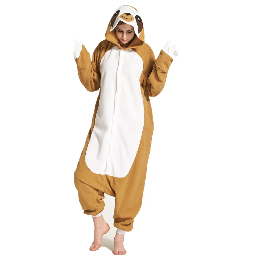 Взрослые флис лень животных Kigurumi Для женщин Для Мужчин's Комбинезоны пижамы Косплэй костюм для Хэллоуина и карнавал Вечерние