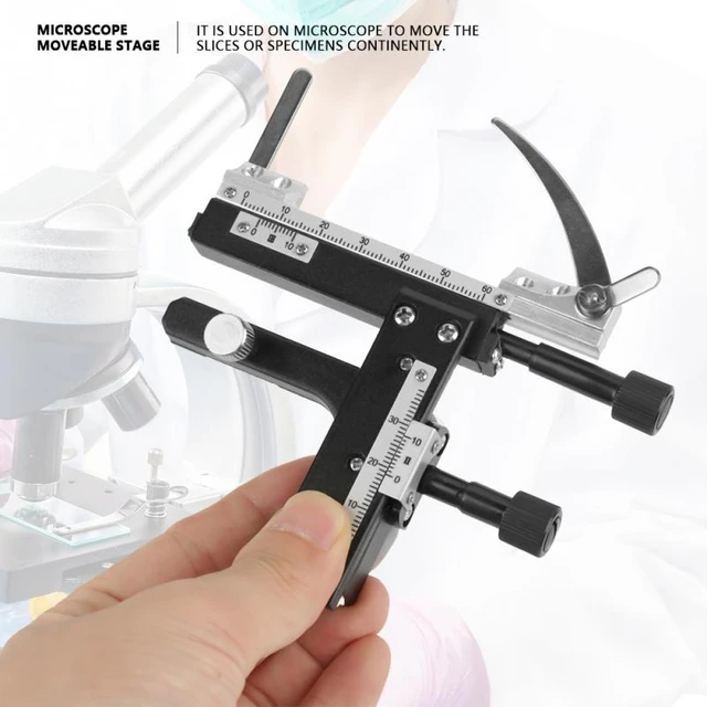 Scène mobile de microscope - outil d'étrier de scène mobile X-Y mécanique  attachable professionnel avec échelle pour Microscope