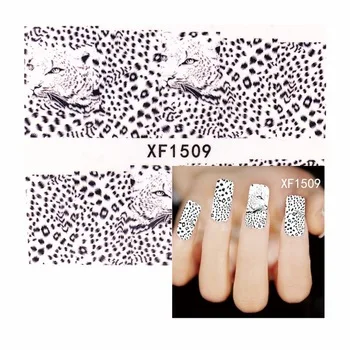 WUF 1 Sheet Water Transfer Tattoo Full Tips Nail Art Beauty Sexy Leopard Design Sticker Nail Decals New 1509