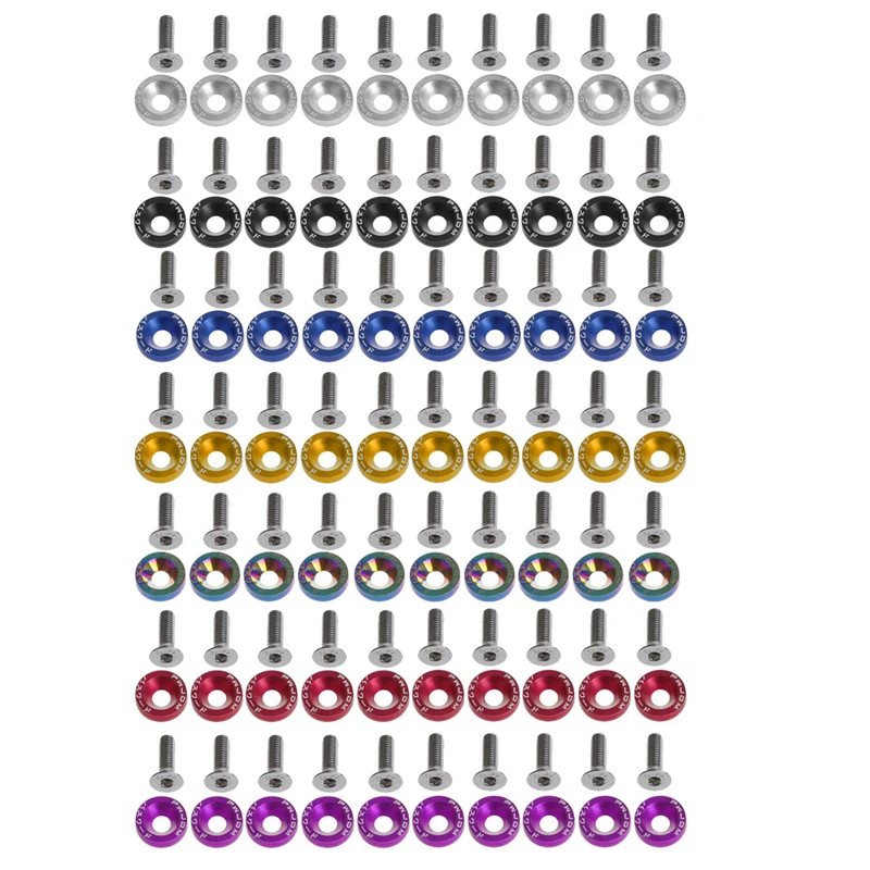 10Pcs Style Fender Washers Aluminum Screws 6mm For Honda Civic Integra