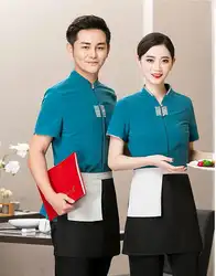 Ресторан комбинезон летний китайский официант кафе Jackt горячий горшок форма официантки отель рабочая одежда еда обслуживание форма повара