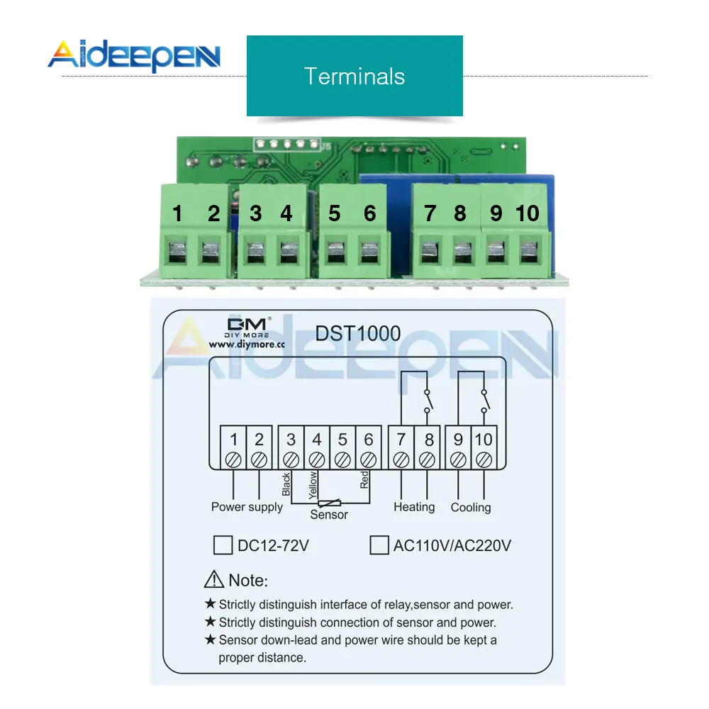 DST1000 MH1210W WH7016C DC 12 В 24 в 36 В AC 110 В 220 В цифровой регулятор температуры инкубатор термостат регулятор Датчик Зонд