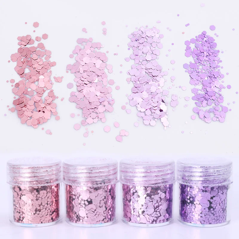 

Purple Pink Hexagon Nail Glitter Sequins 10ml Sparkle Powder 1 Box Nail Flakes Nail Art Paillettes Decoration For Nail Face Body