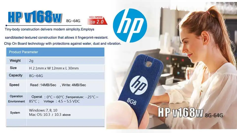 флешка HP v168w флешки Usb Flash Drive 16 ГБ pen drive usb memory stick usb флэш-накопитель с Пескоструйной-текстурированные