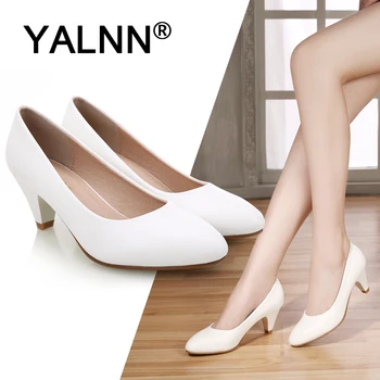 

YALNN 2019 Big New Fashion High Heels Classic OL Office Lady Shoes Pointed Toe Thin Heel Dress Shoes Basic Pumps Plus Size