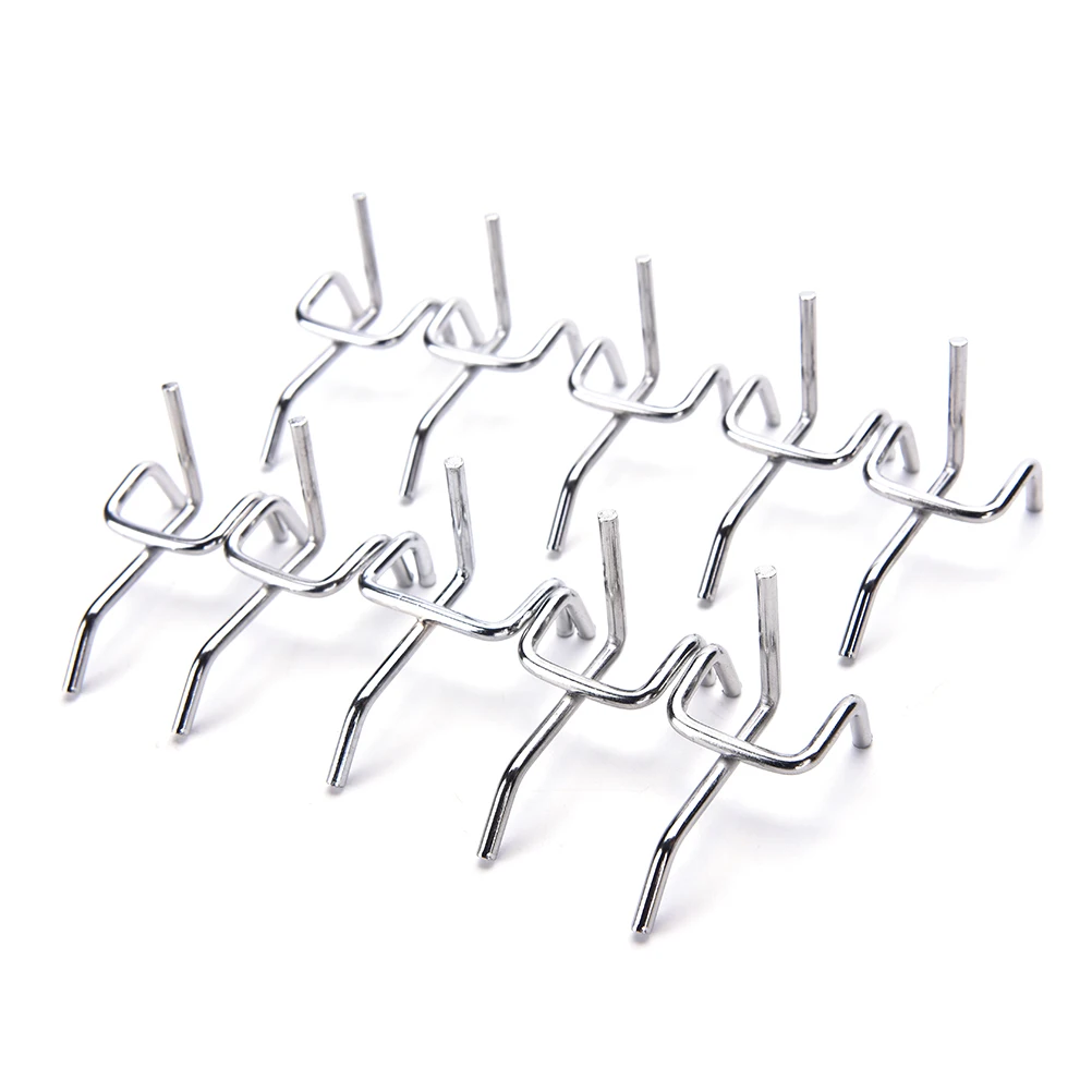 

10PCS/lot 5cm Stainless Steel Peg Board Hooks Board Wall Display Shop Peg Slat Walling Home Hanger Chrome Metal Pegboard Hooks