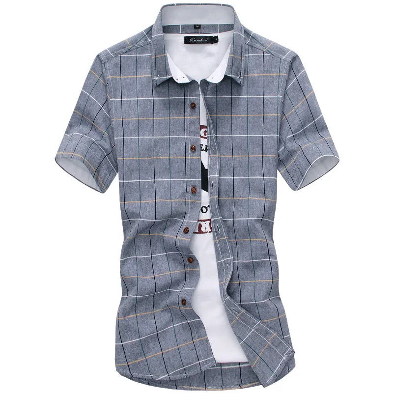 

2019 New Plaid shirts Men Fashion 100% Cotton Short Sleeved Summer Casual Men Shirt camisa masculina Mens Dress Shirts
