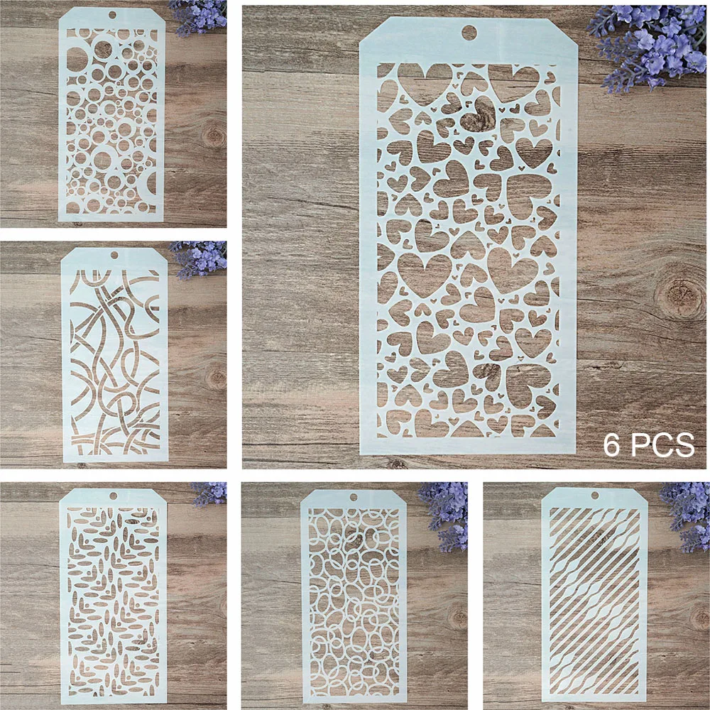 

6 PCS DIY Craft Geometry Stencil for DIY Scrapbooking Stamping Album Crafts Decorative Paper Cards