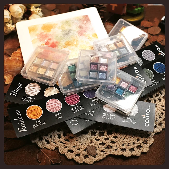 German Watercolour Finetec Manual Watercolor Pigment Packing Trial Solid Watercolor Dispensing watercolor master master daniel smith detailed watercolor ds maya 0 5ml 6 colors dispensing plate packing