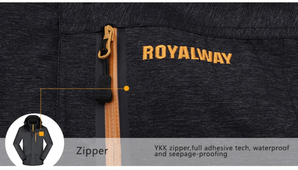 ROYALWAY 2 шт Для мужчин Куртки для кемпинга 3 в 1 Водонепроницаемый куртки-ветровки# RFOM4296F