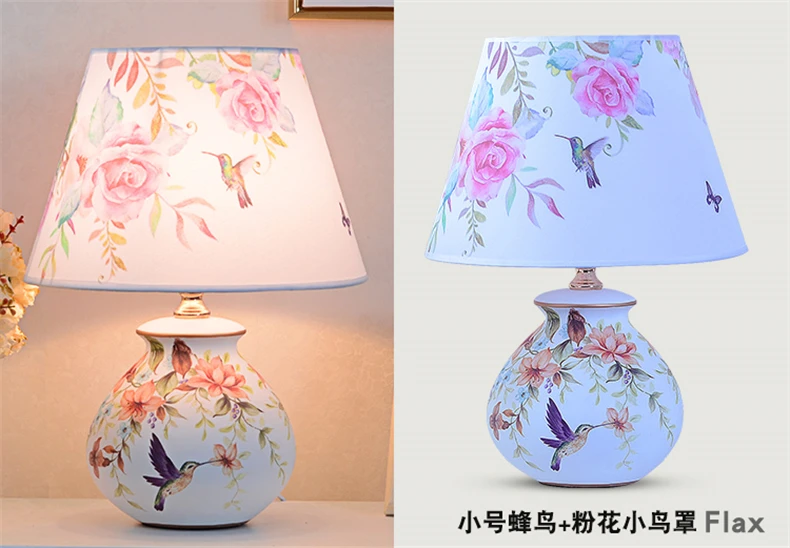 Tecido de Cerâmica Chinês Arte Candeeiro Mesa Estudo Sala Estar Quarto Lâmpada Cabeceira Casa Deco Rural Simples Porcelana Luzes 6 High Quality Luzes e Iluminação
