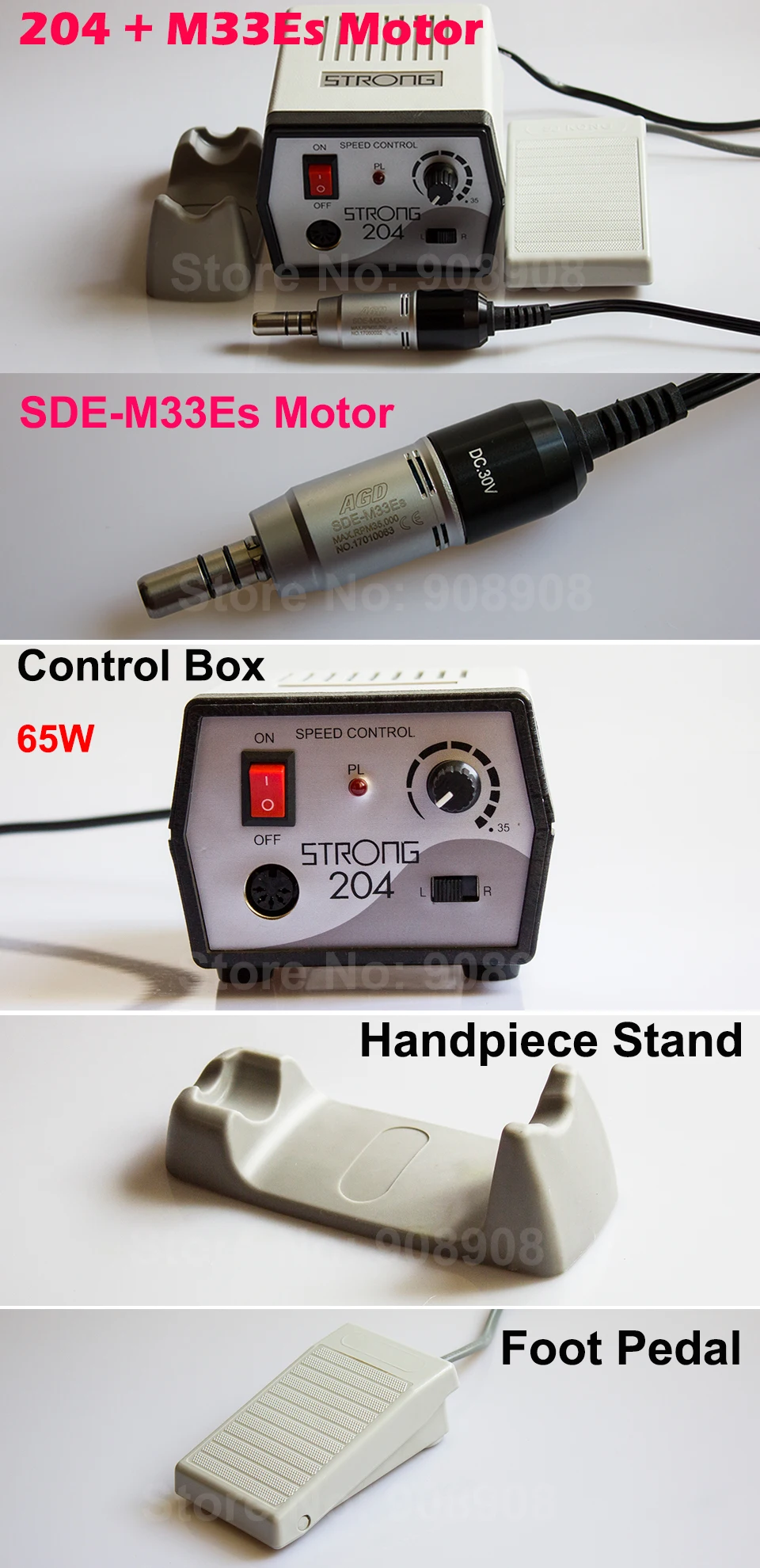 35 К RPM Стоматологическая лаборатория Micro Двигатель strong 204 с sde-m33es E-тип Двигатель, 110 В/220 В