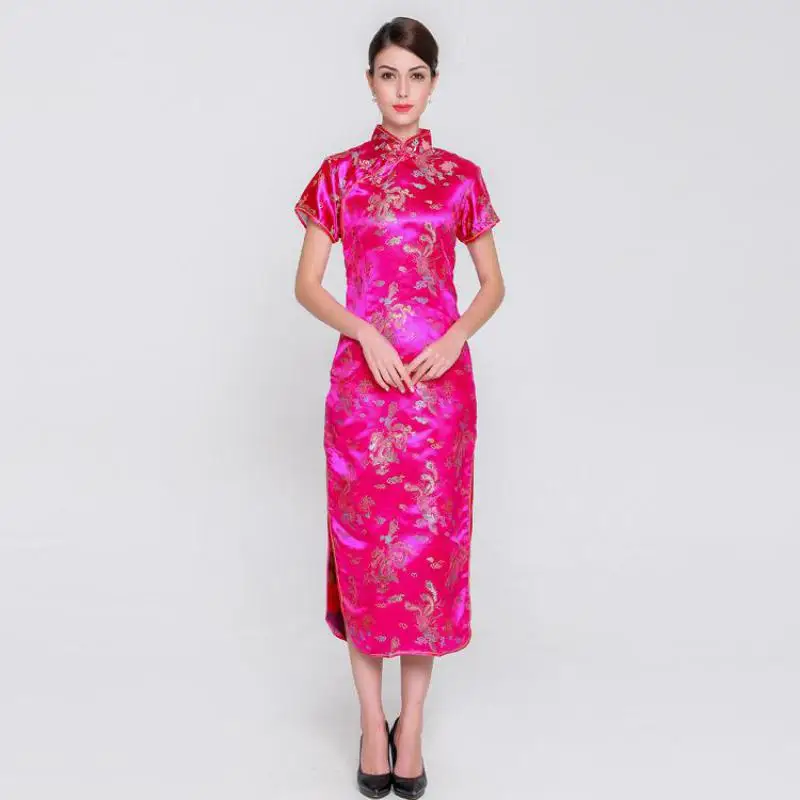 Для женщин Cheongsam китайский стиль Дракон и Феникс Новинка 2019 года район Qipao Элегантный Вечеринка платье костюм для выступления Oversize 3XL