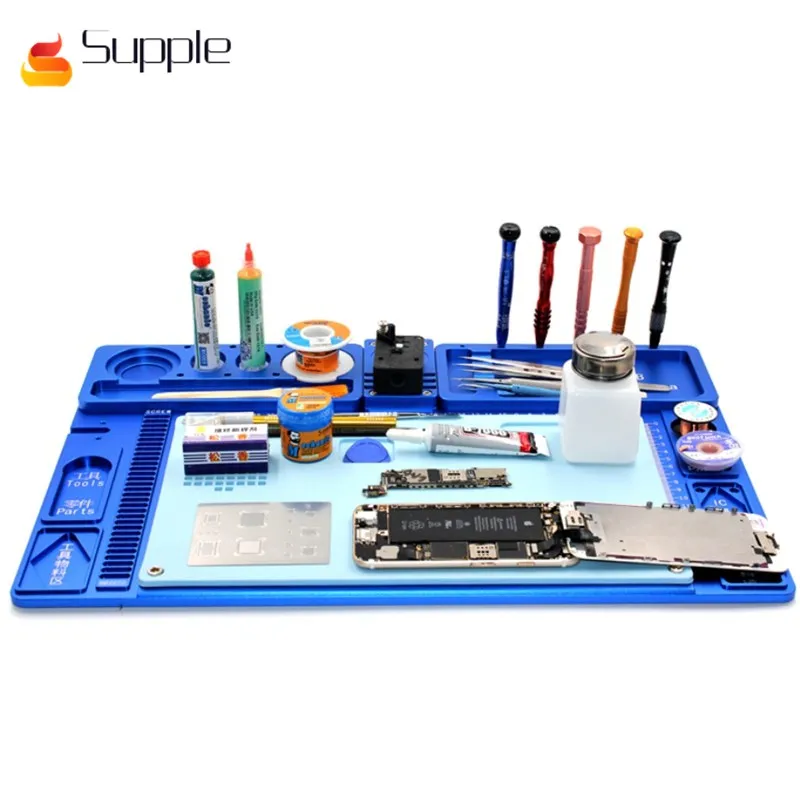 

Supple Heat Insulation pad Desk Mat for BGA Soldering Aluminum alloy Precision electronic mobile phone repair silicone pad