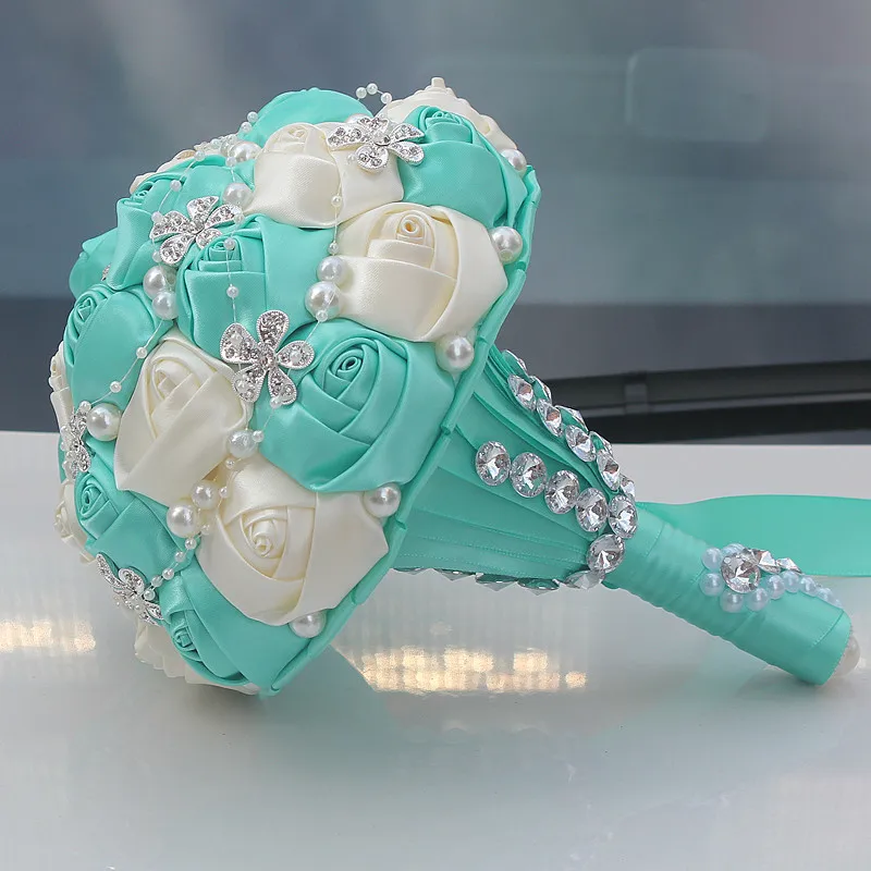 High-end super beautiful ribbon artificial flower wedding bridal bouquet Valentine's Day present Home decoration fake flower
