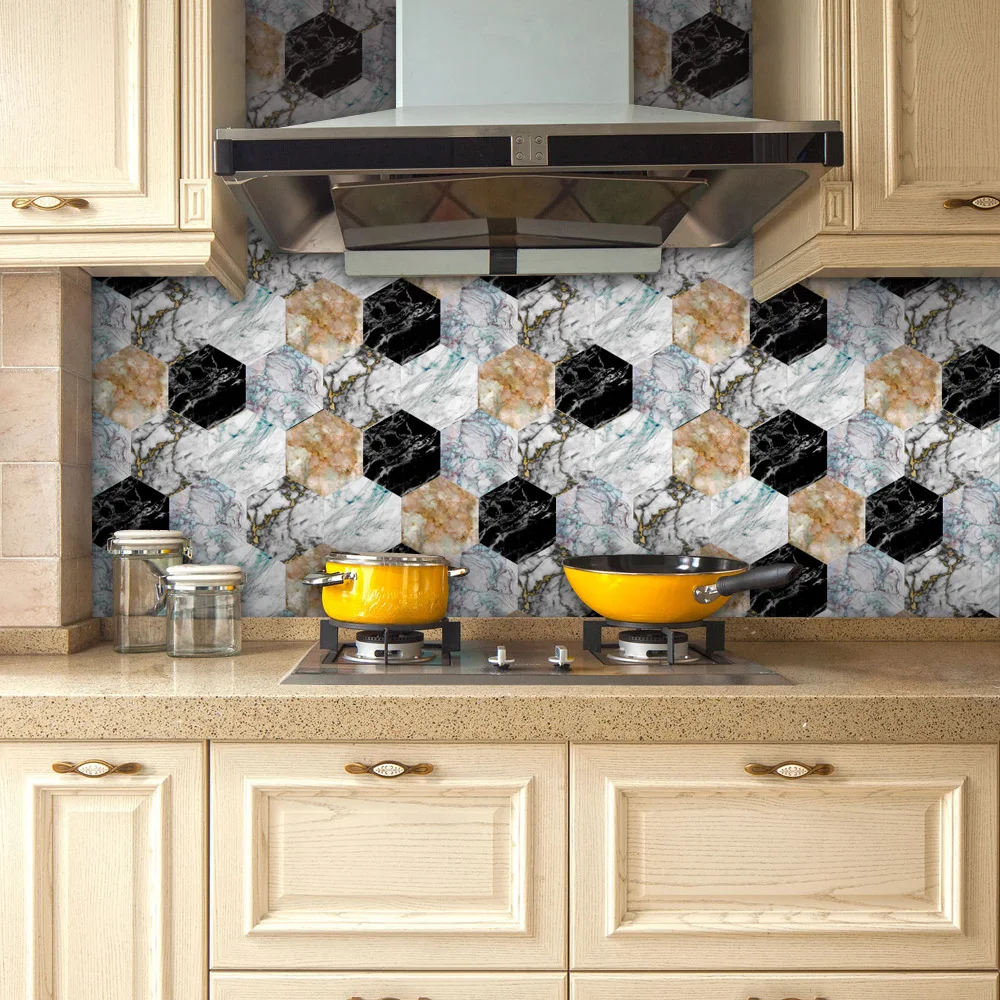 

European minimalist marble stripe stickers Kitchen tile Bathroom wall sticker Self-adhesive 3d PVC film zebra tile sticker