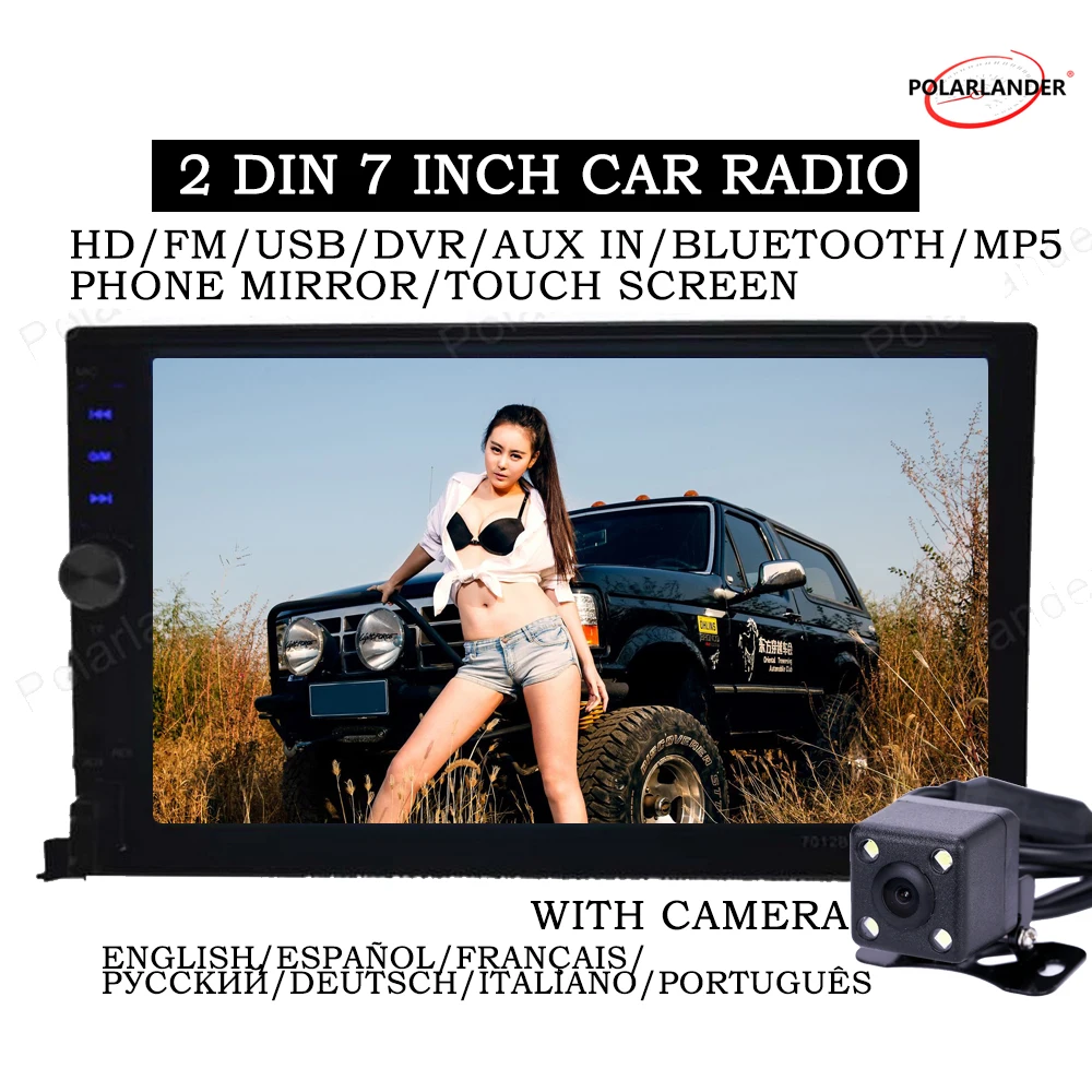 12V with rear view camera Bluetooth 2 din stereo Auto Electronics In Dash for most font