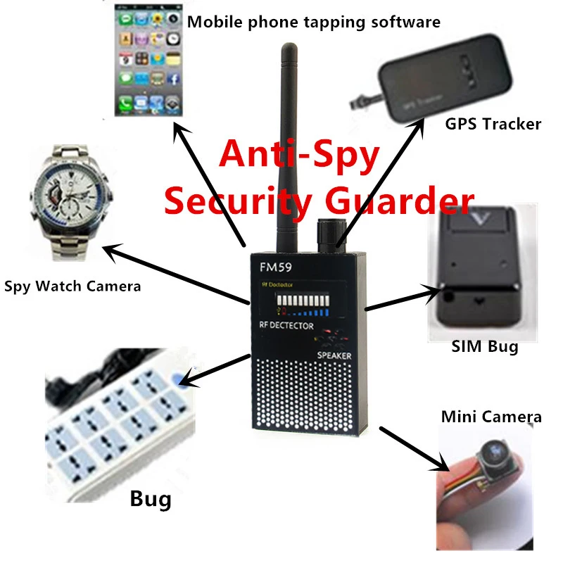 2018 Handheld 1MHz-8000MHz Wireless Signal Detector RF Radio FOR car GPS Tracer Finder GSM Bug Camera Mobile WiFi Bug Anti-Spy