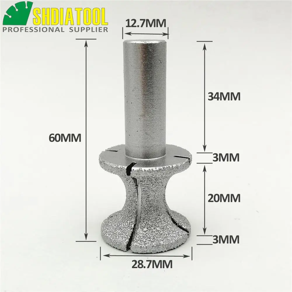 No.22 Small X type Vacuum Brazed diamond router bits with 1/2" shank for stone, Router cutter for granite & marble
