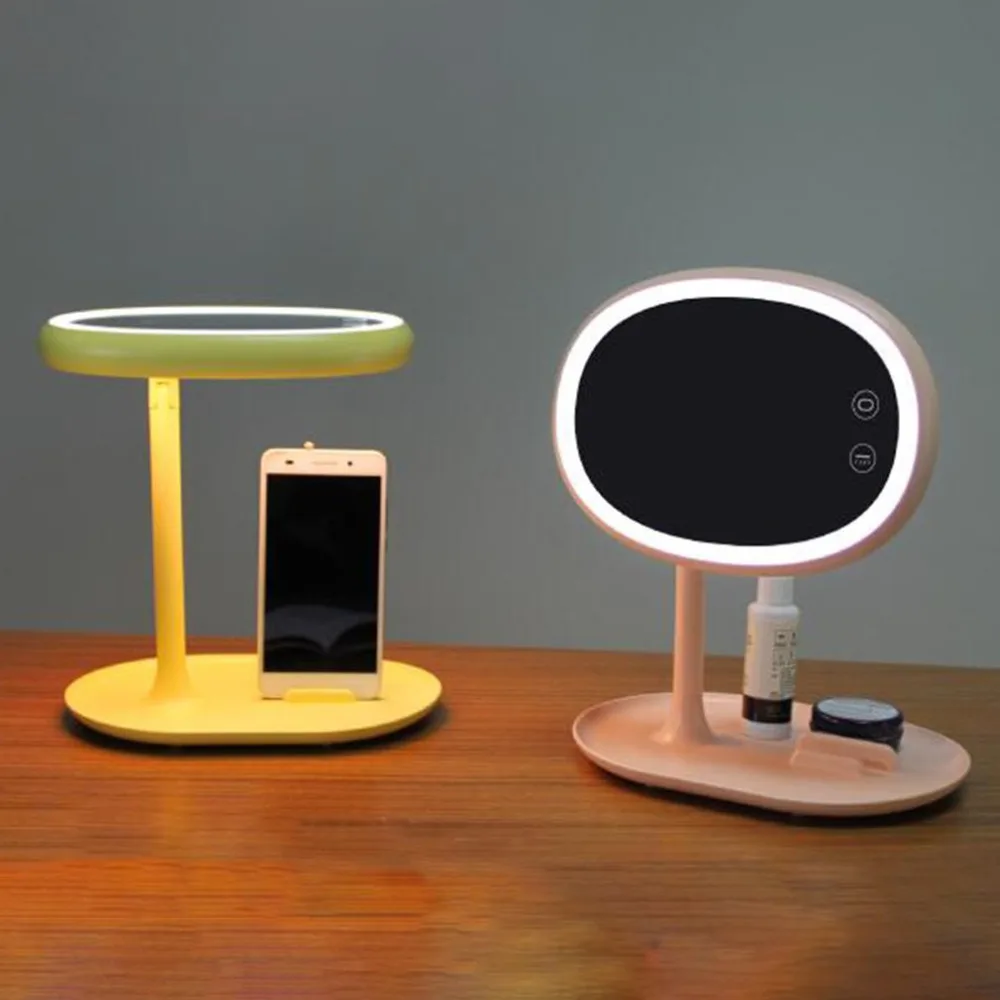 

led makeup light Mirror Cosmetic table Lamp USB touch tact switch Bedroom Lamps Adjustable Phone holder Bracket Unique Gift