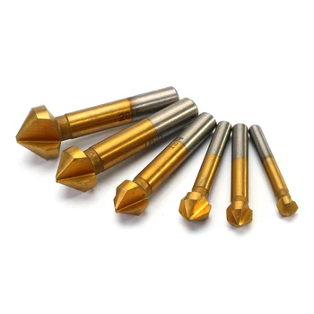 

6pcs 3 Flute Titanium Chamfer 90 Degree Chamfer Cutter Chamfering Drilling End Mill Cutter Countersink Drill Bit