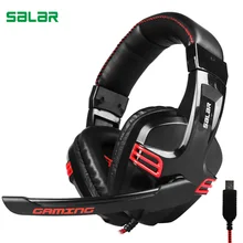 Salar KX236 за ухо игровая стереогарнитура Регулируемая Gamer USB оголовье с микрофоном наушники для ПК компьютер