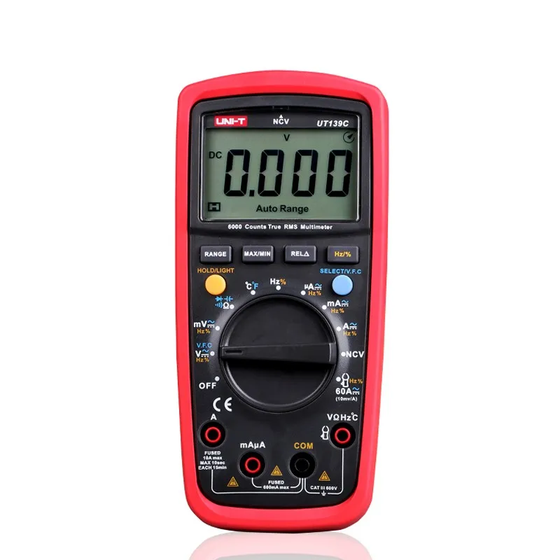 

UNI-T UT139C Digital Multimeter Auto Range True RMS Meter Handheld Tester 6000 Count Voltmeter Temperature Test transistor