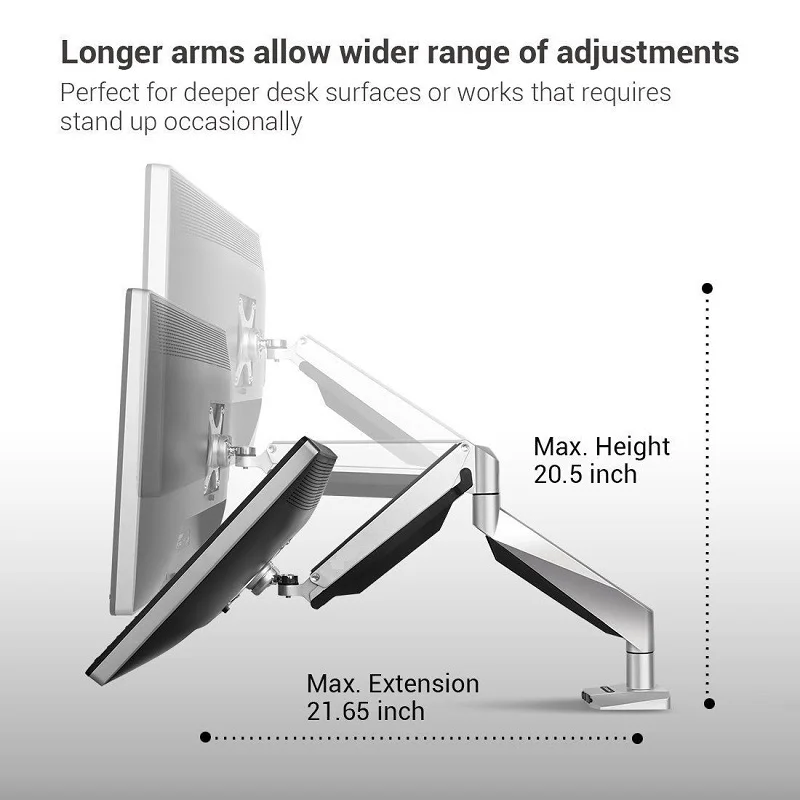 Высококачественный настольный монитор с полным движением, вращающийся кронштейн для дисплея, выдвижной, подходит для 10-27 дюймов, максимальная поддержка 9 кг