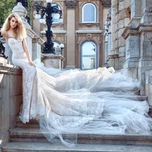 High Quality Mermaid Lace Sexy Wedding Dresses Sweetheart Beads and Crystal Spaghetti Straps Backless Bridal Gown Plus Size