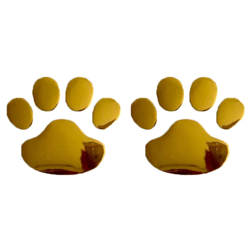 2 шт крутая наклейка на автомобиль Дизайн лапа 3D животное собака кошка медведь ноги печатает наклейки в виде отпечатка ноги автомобиля стикер s серебро золото авто аксессуары - Название цвета: Gold
