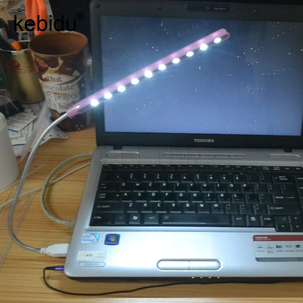 

Kebidu Ultra Bright Flexible USB 10LEDs Light Lamp Metal Material for Notebook Laptop PC Computer Multi-colors