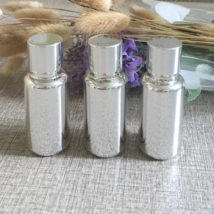 

50pieces/lot empty 15ml glass silver plated bottle for Essential oil ,15ml glass silver essentical oil bottle wholesale