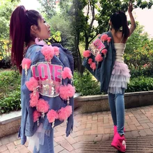 Новые весенние и летние женские модные сетчатые цветы ручной работы с блестками бисером джинсовая куртка