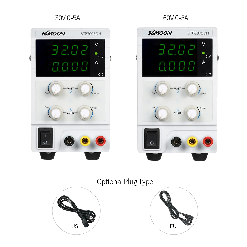 

2-in-1 Mini Adjustable Power Supply Single Channel Linear DC Switching Power Supply Voltage Regulator 4 Digits Display LED