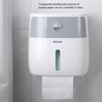 

Bathroom Waterproof Tissue Box Plastic Bath Toilet Paper Holder Wall Mounted Paper Storage Box Double Layer Dispenser