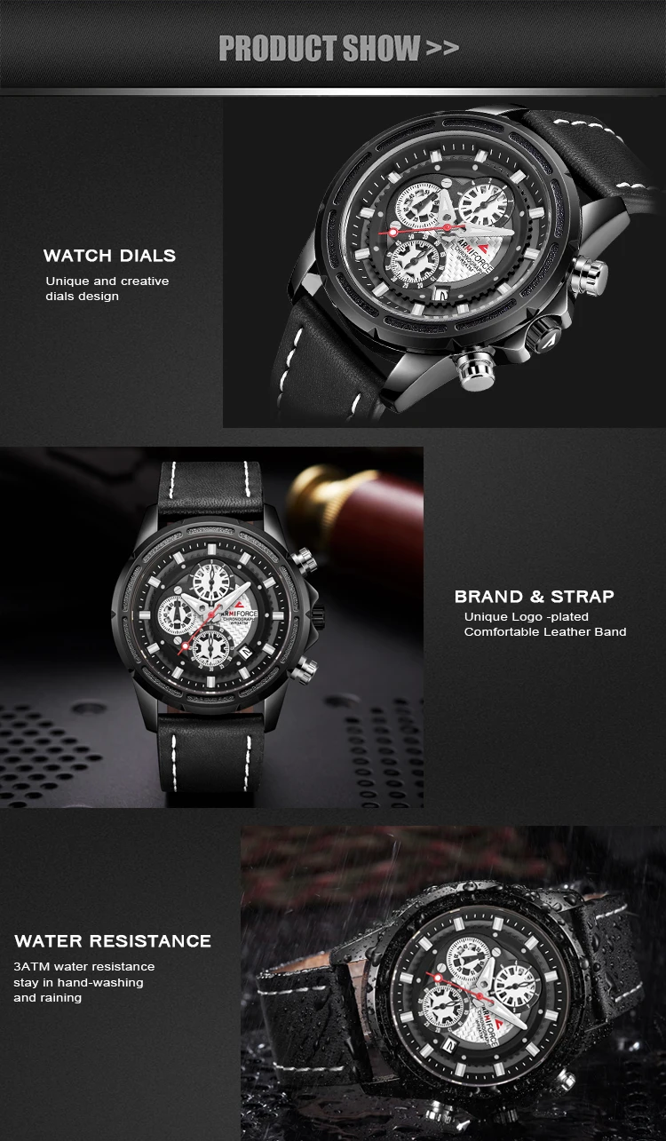 ARMIFORCE Топ люксовый бренд мужские часы модные хронограф кварцевые часы мужские армейские военные спортивные часы с датой Relogio Masculino