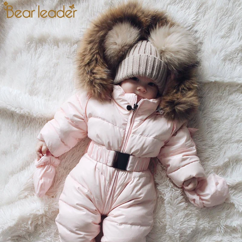 

Bear Leader Baby Rompers 2018 New Winter Baby Warm Clothing New Born Baby Hooded Clothes Jumpsuit Cotton Clothes For 3-24 Month