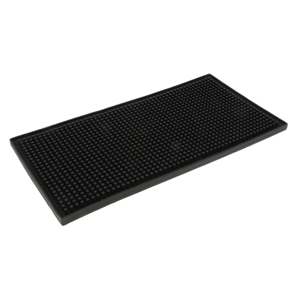 Waterproof  Bar Runner Rubber Strip Spill Mat Black for Home Cocktail Party Pub Club Bar Beer Drinks, 30x15x1cm