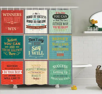 

Quotes Shower Curtain Set Collection Of Uplifting Messages Quotes Life Wisdom Art Success Themed Artwork Bathroom Decor