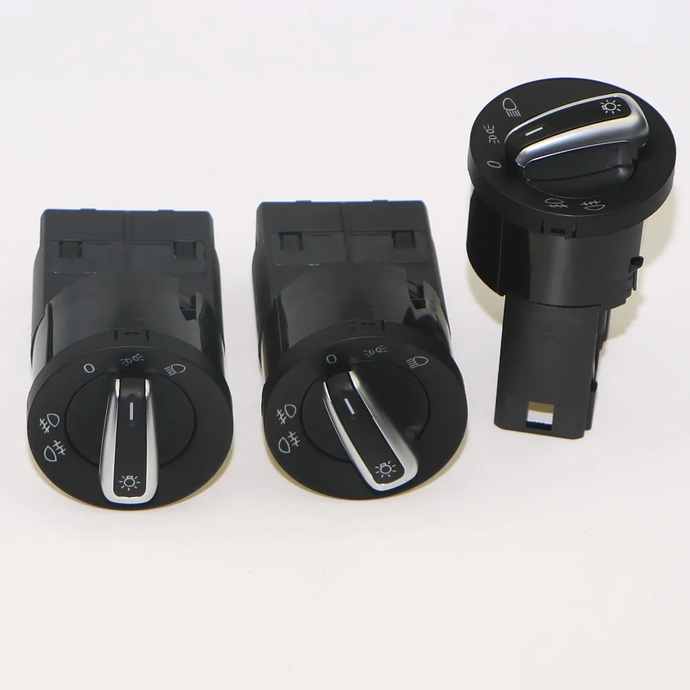 3Pcs Chrome Car Headlights Switch Fog Lights Button For VW Bora Beetle