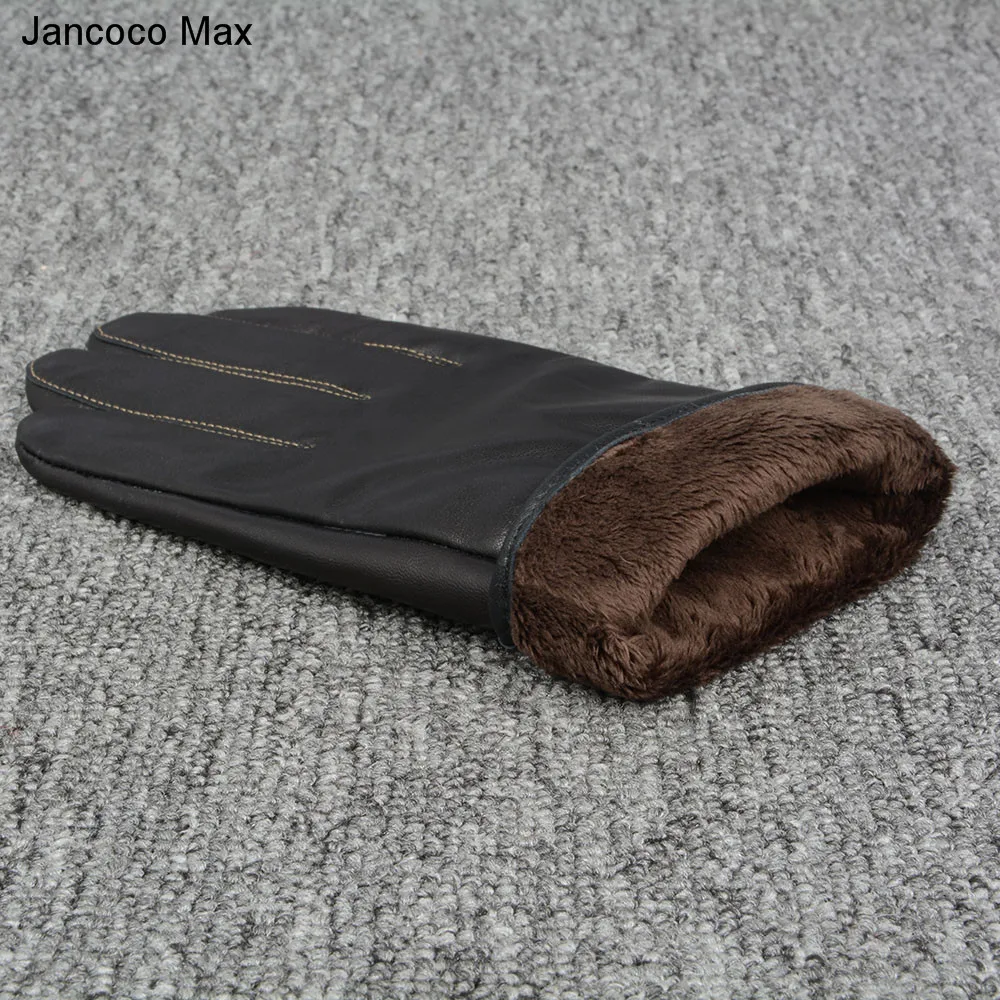 Jancoco Max Новые мужские перчатки из натуральной овчины зимние спортивные классические черные варежки для вождения S2056