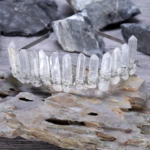 Ободок для волос ручной работы с медной проволокой, Кристальные ободки для волос, заколки для волос с короной для женщин, кристальная корона, натуральный камень, украшения для волос