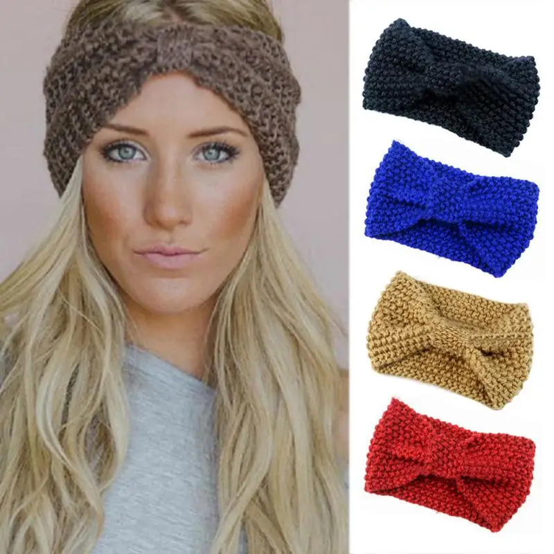 Knit Hairband Warm Wool for Women Knot Turban Knitted Head Wrap