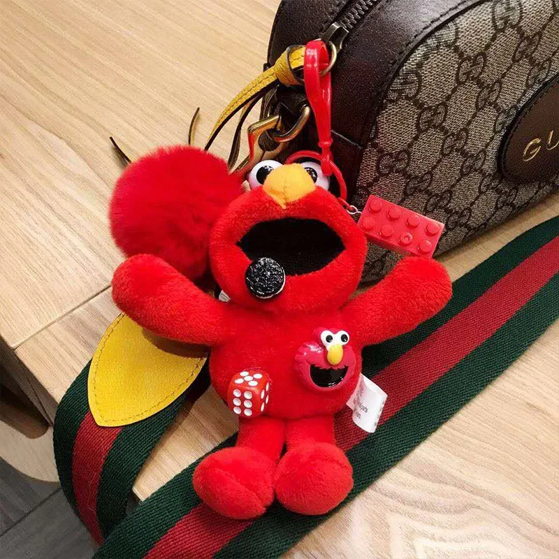 

Cartoon Sesame Street Keychain Doll Keyring Holder Bag Charm Trinket Chaveiros Bulldog Bag Accessories Key Chain Pendant