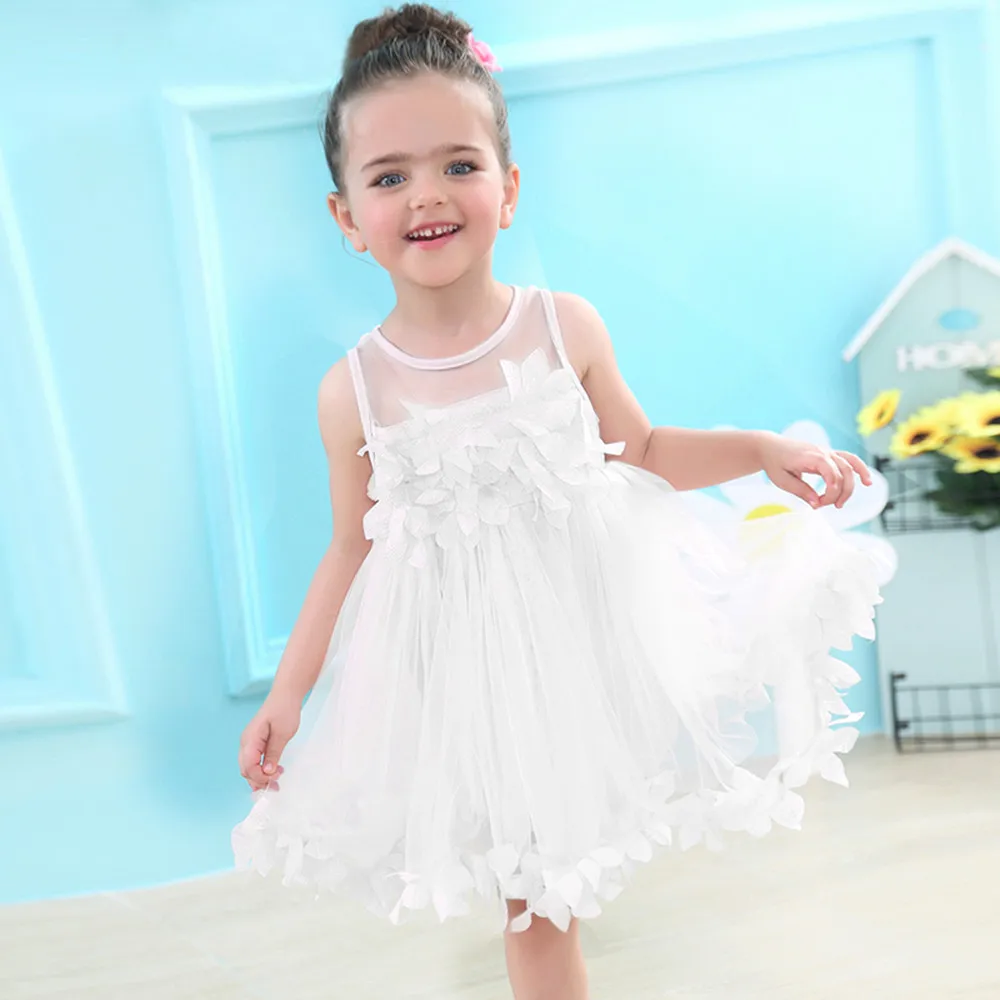 

Baby Summer Girls Clothes Applique Princess Dress Children Tutu Mesh Clothes