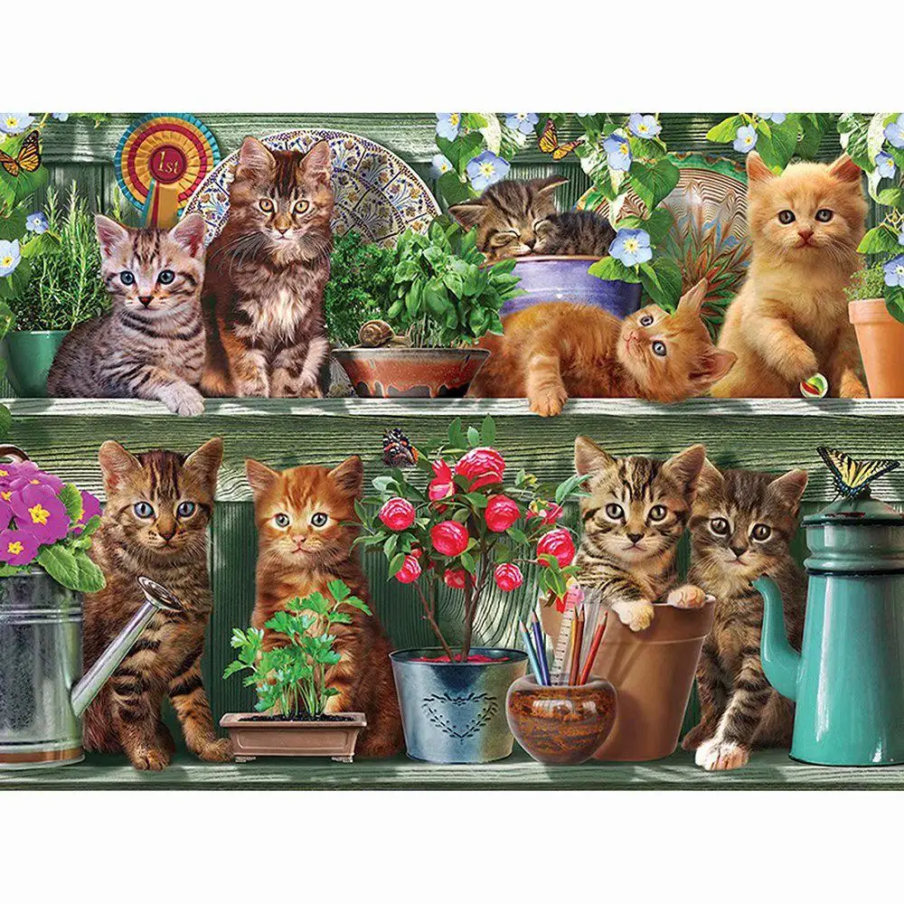 

New 5D DIY Diamond Painting Flower rack and cats Cross Stitch Round Rhinestone Pictures Diamond Embroidery Mosaic Needlework