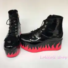 Черные туфли принцессы в стиле панк; обувь японского дизайна с рифленой подошвой; черные сапоги в стиле панк с перекрестной шнуровкой; обувь на заказ; an1391